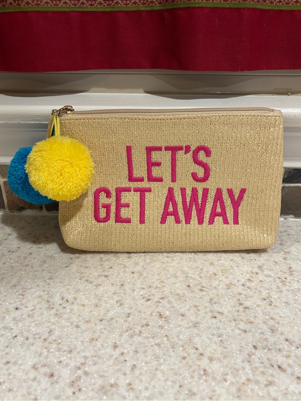 Bath and Body Works straw cosmetic bag